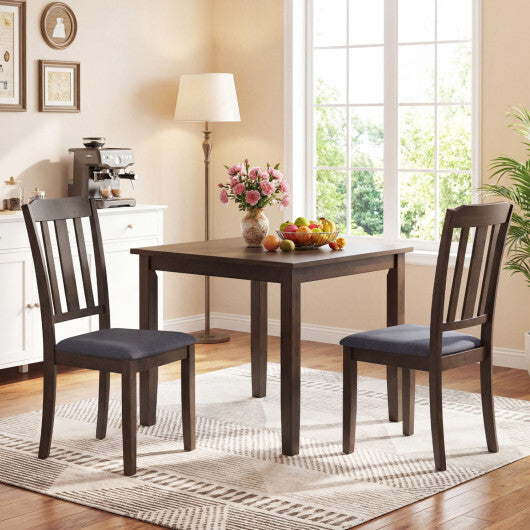 Set of 2 Rubber Wood Dining Room Chairs with Comfortable Backrest-Brown W2B