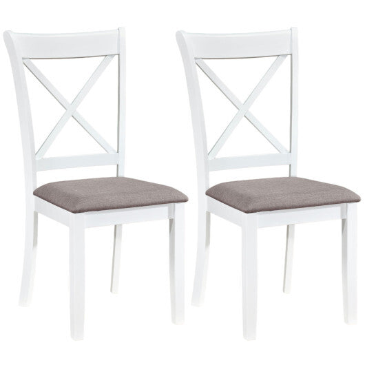 Dining Chairs Set of 2 Rubber Wood Dining Room Chairs with Comfortable Backrest and Padded Seat-White W2B
