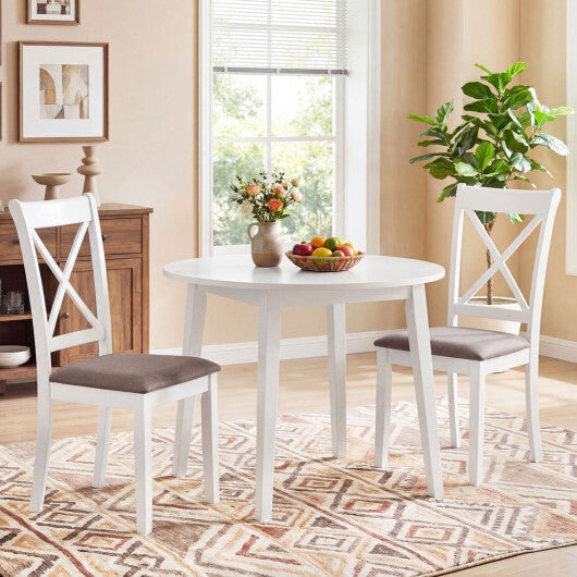 Dining Chairs Set of 2 Rubber Wood Dining Room Chairs with Comfortable Backrest and Padded Seat-White W2B