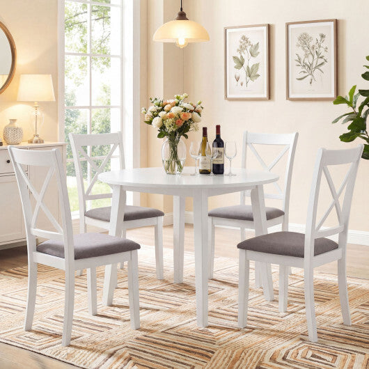 Dining Chairs Set of 2 Rubber Wood Dining Room Chairs with Comfortable Backrest and Padded Seat-White W2B