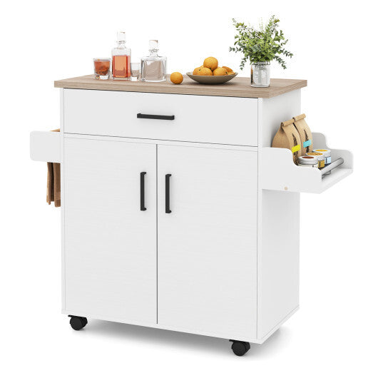 Kitchen Island Cart Rolling Kitchen Storage Island with Drawer-White W2B