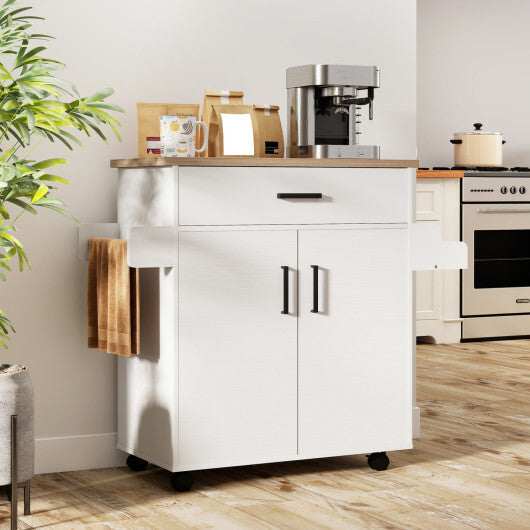Kitchen Island Cart Rolling Kitchen Storage Island with Drawer-White W2B