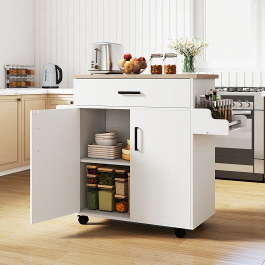 Kitchen Island Cart Rolling Kitchen Storage Island with Drawer-White W2B