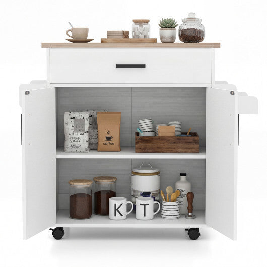 Kitchen Island Cart Rolling Kitchen Storage Island with Drawer-White W2B