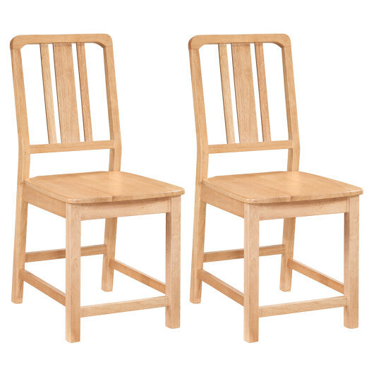 Rubber Wood Dining Chairs Set of 2 with Hollowed Backrest-Natural W2B