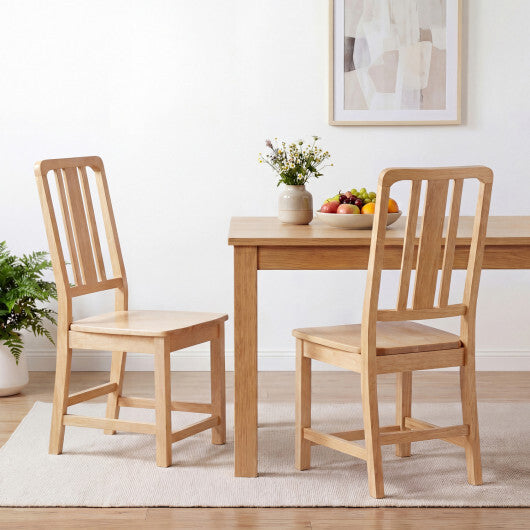 Rubber Wood Dining Chairs Set of 2 with Hollowed Backrest-Natural W2B