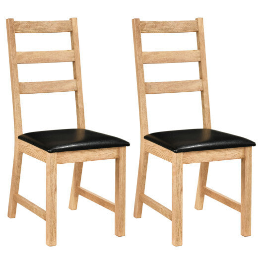 Dining Chairs Set of 2 Farmhouse Dining Room Chairs with Hollowed Backrest-Natural W2B