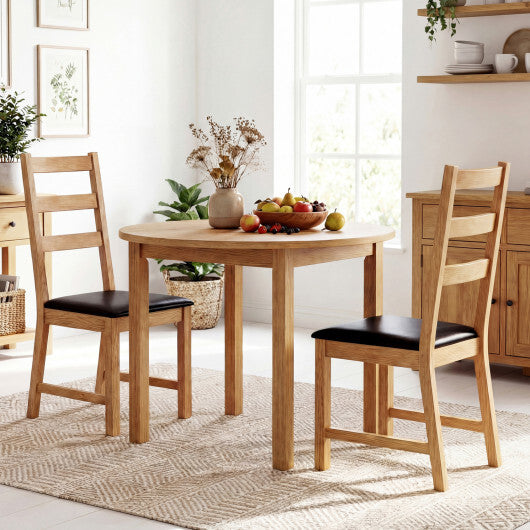 Dining Chairs Set of 2 Farmhouse Dining Room Chairs with Hollowed Backrest-Natural W2B