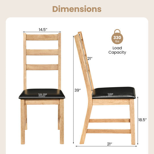 Dining Chairs Set of 2 Farmhouse Dining Room Chairs with Hollowed Backrest-Natural W2B