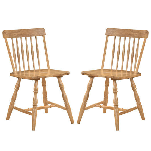 Windsor Dining Chairs Set of 2 with Curved Spindle Back-Natural W2B
