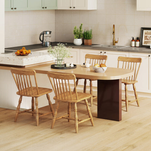 Windsor Dining Chairs Set of 2 with Curved Spindle Back-Natural W2B