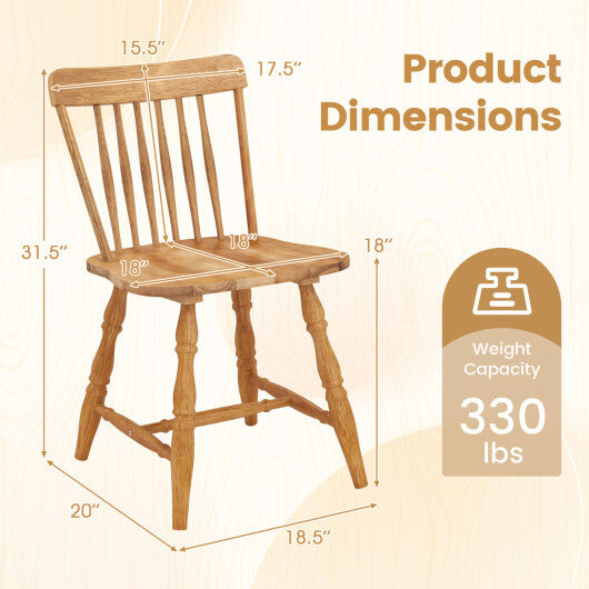 Windsor Dining Chairs Set of 2 with Curved Spindle Back-Natural W2B