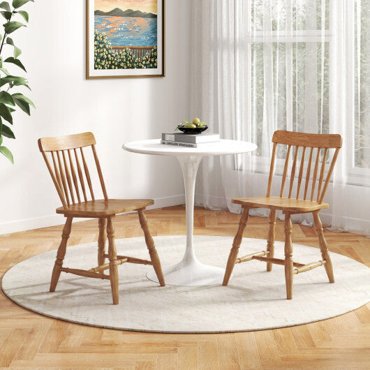 Windsor Dining Chairs Set of 2 with Curved Spindle Back-Natural W2B