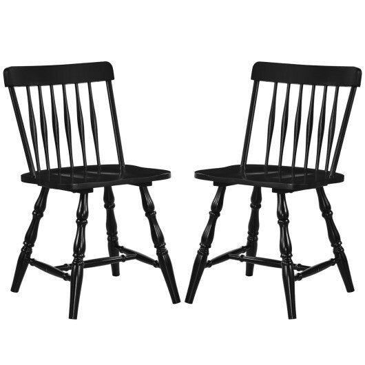 Windsor Dining Chairs Set of 2 with Curved Spindle Back-Natural W2B