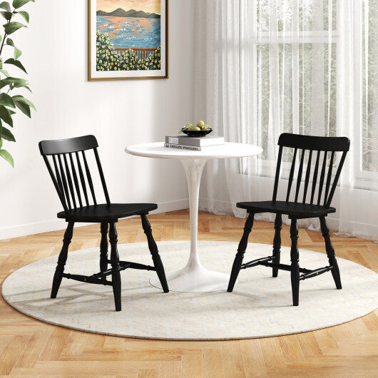 Windsor Dining Chairs Set of 2 with Curved Spindle Back-Natural W2B