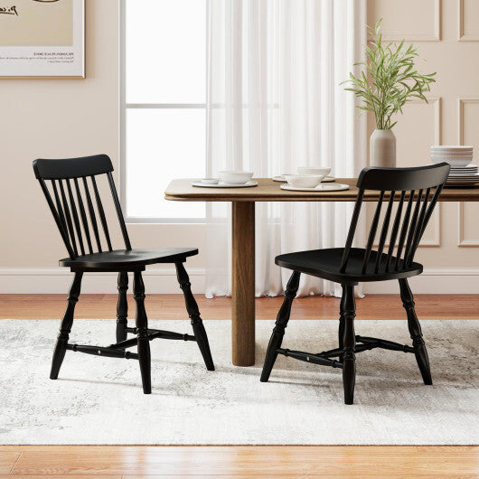Windsor Dining Chairs Set of 2 with Curved Spindle Back-Natural W2B