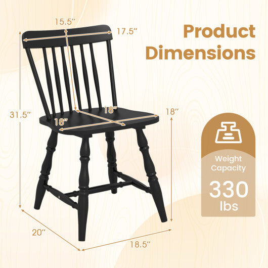 Windsor Dining Chairs Set of 2 with Curved Spindle Back-Natural W2B