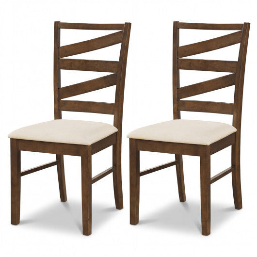 Dining Chairs Set of 2 with Backrests and Rubber Wood Frames-Brown W2B