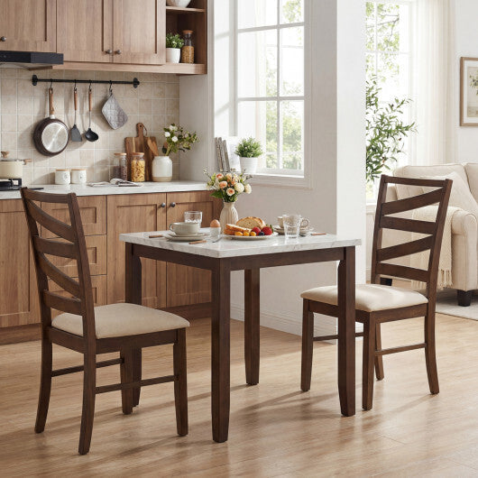 Dining Chairs Set of 2 with Backrests and Rubber Wood Frames-Brown W2B