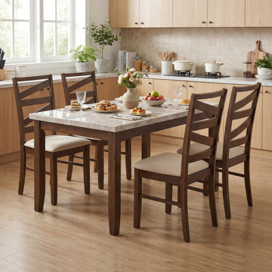 Dining Chairs Set of 2 with Backrests and Rubber Wood Frames-Brown W2B