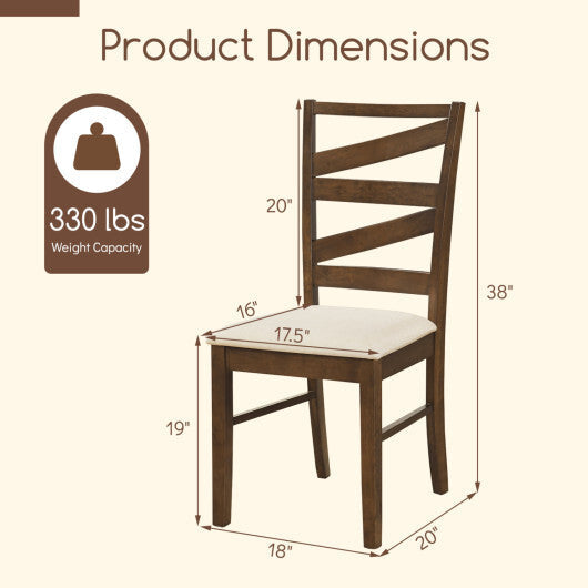 Dining Chairs Set of 2 with Backrests and Rubber Wood Frames-Brown W2B