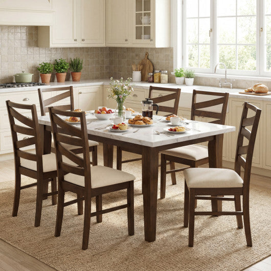 Dining Chairs Set of 2 with Backrests and Rubber Wood Frames-Brown W2B