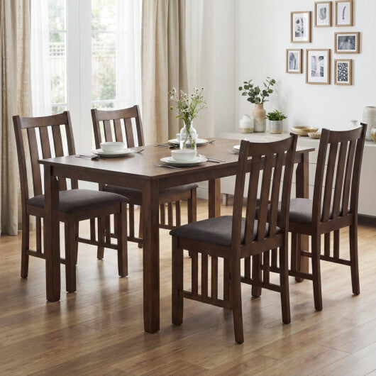 Rubber Wood Dining Chairs Side Chairs Set of 2 with Slat Back-Brown W2B