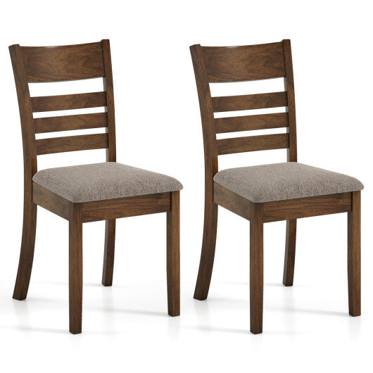 Wooden Dining Chairs Set of 2 Upholstered Kitchen Chairs with Rubber Wood Frame-Black W2B