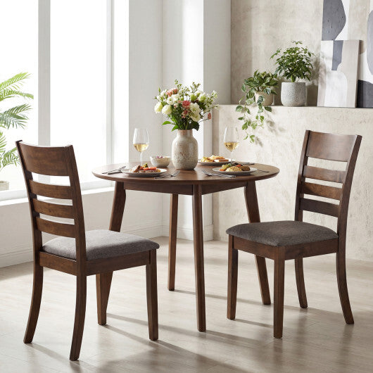 Wooden Dining Chairs Set of 2 Upholstered Kitchen Chairs with Rubber Wood Frame-Black W2B