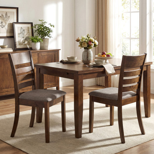 Wooden Dining Chairs Set of 2 Upholstered Kitchen Chairs with Rubber Wood Frame-Black W2B