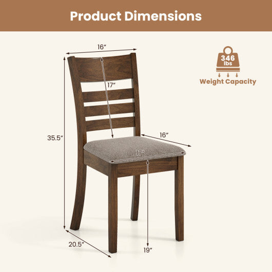 Wooden Dining Chairs Set of 2 Upholstered Kitchen Chairs with Rubber Wood Frame-Black W2B