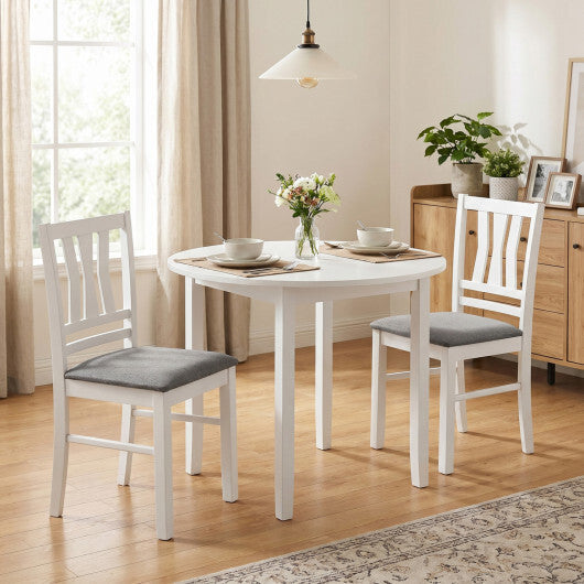 Set of 2 Linen Style Upholstered Kitchen Chairs with Wood Frames-White W2B