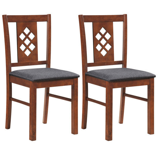 Linen Style Upholstered Kitchen Chairs with Wood Frames Set of 2-Cherry W2B
