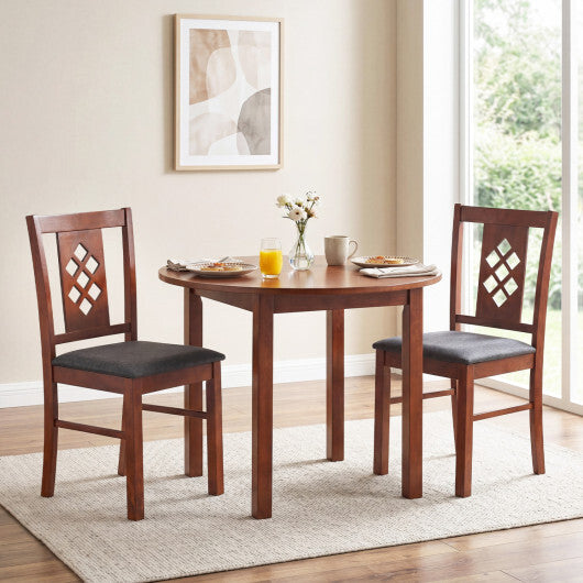 Linen Style Upholstered Kitchen Chairs with Wood Frames Set of 2-Cherry W2B