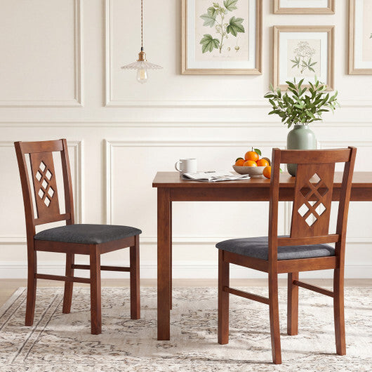 Linen Style Upholstered Kitchen Chairs with Wood Frames Set of 2-Cherry W2B
