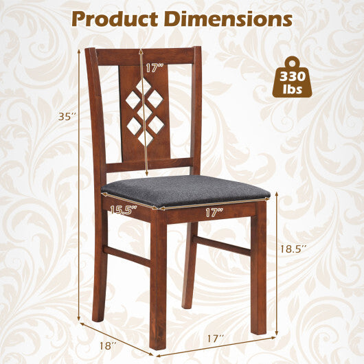 Linen Style Upholstered Kitchen Chairs with Wood Frames Set of 2-Cherry W2B