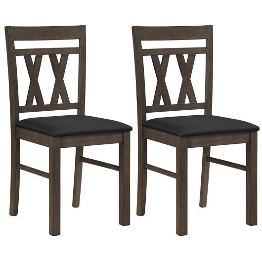 Set of 2 Modern Linen Style Upholstered Kitchen Chairs-Gray W2B