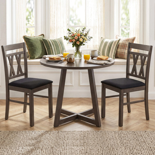 Set of 2 Modern Linen Style Upholstered Kitchen Chairs-Gray W2B