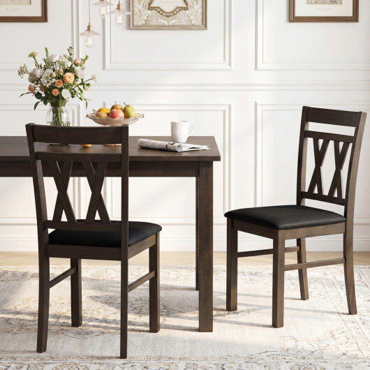Set of 2 Modern Linen Style Upholstered Kitchen Chairs-Gray W2B