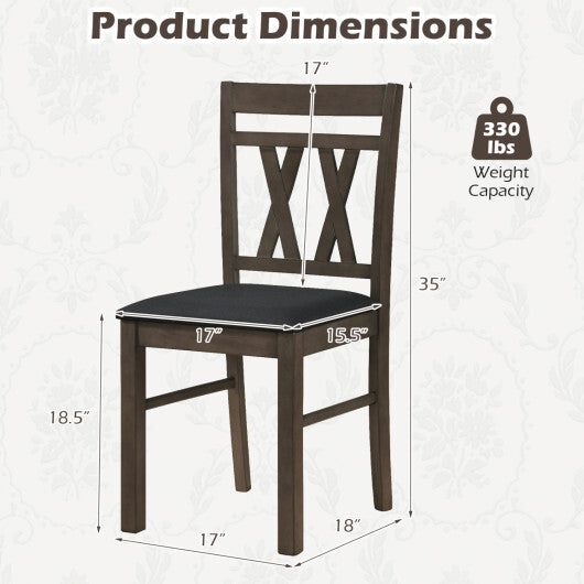 Set of 2 Modern Linen Style Upholstered Kitchen Chairs-Gray W2B