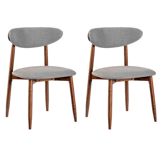 Set of 2 Fabric Upholstered Dining Chairs with Curved Backs-Gray W2B