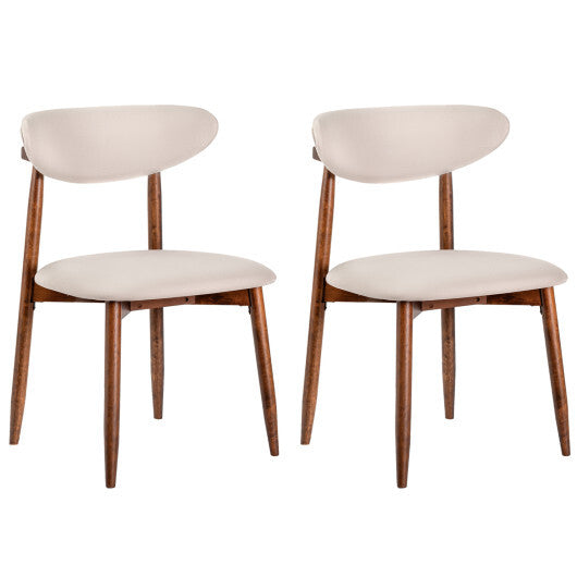Set of 2 Fabric Upholstered Dining Chairs with Curved Backs-Gray W2B