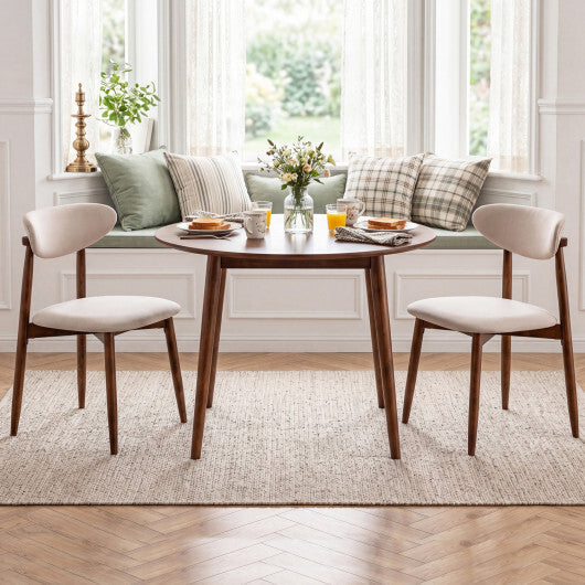 Set of 2 Fabric Upholstered Dining Chairs with Curved Backs-Gray W2B