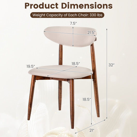 Set of 2 Fabric Upholstered Dining Chairs with Curved Backs-Gray W2B