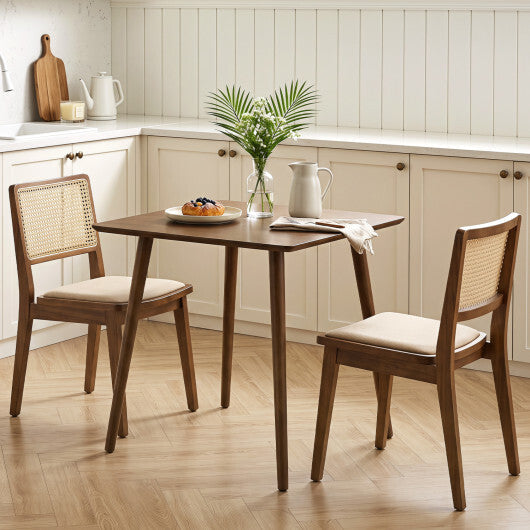 27.5 Inch Small Square Wooden Dining Table for 2-4 People Space-Saving Dining Room Table-Walnut W2B