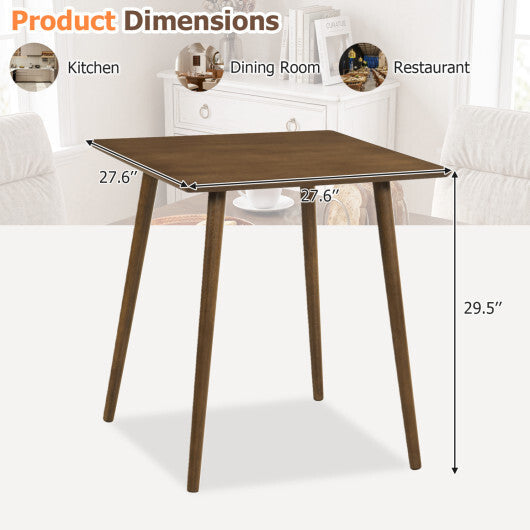 27.5 Inch Small Square Wooden Dining Table for 2-4 People Space-Saving Dining Room Table-Walnut W2B