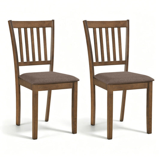 Set of 2 Wooden Dining Chairs Upholstered Kitchen Chairs with Rubber Wood Frame-Black W2B