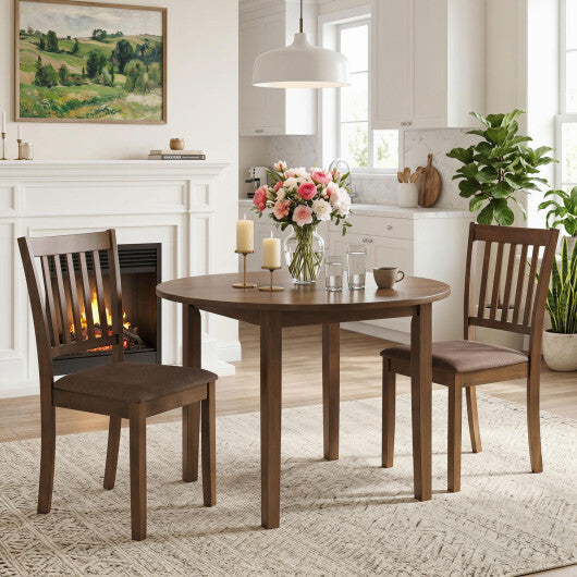Set of 2 Wooden Dining Chairs Upholstered Kitchen Chairs with Rubber Wood Frame-Black W2B