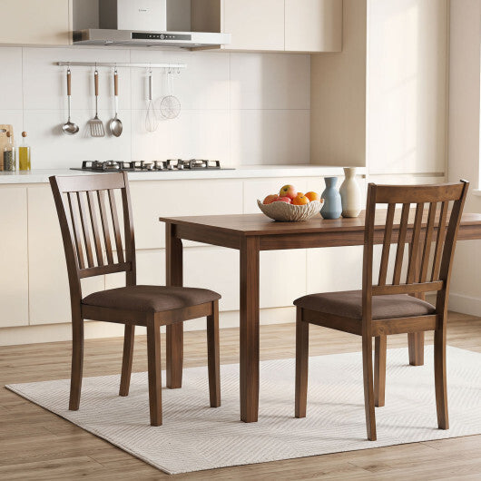 Set of 2 Wooden Dining Chairs Upholstered Kitchen Chairs with Rubber Wood Frame-Black W2B
