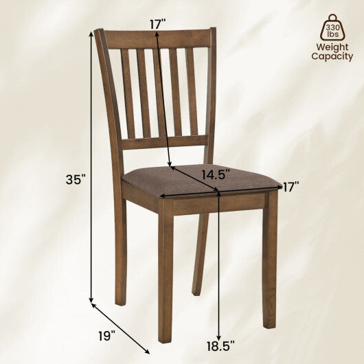 Set of 2 Wooden Dining Chairs Upholstered Kitchen Chairs with Rubber Wood Frame-Black W2B